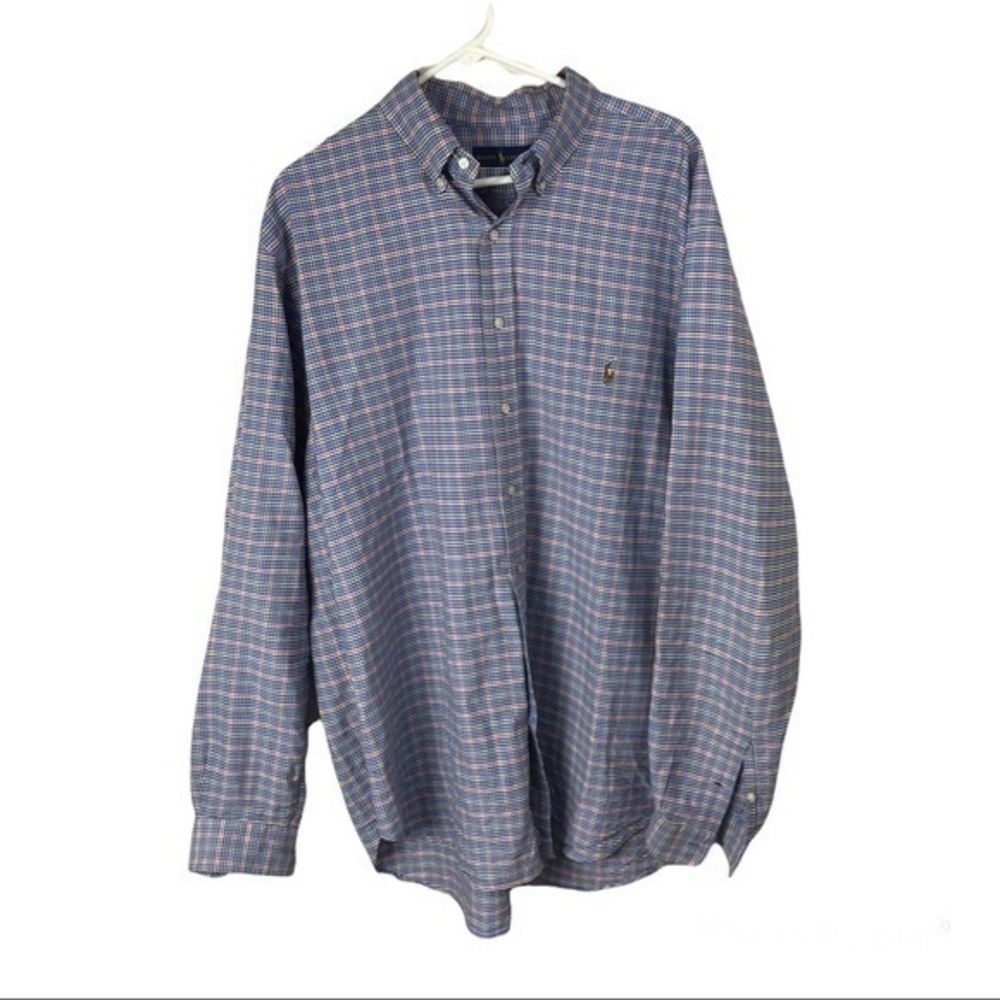 Ralph Lauren Men’s XL tall  Button Down Long Sleeve blue/orange Check Shirt ,